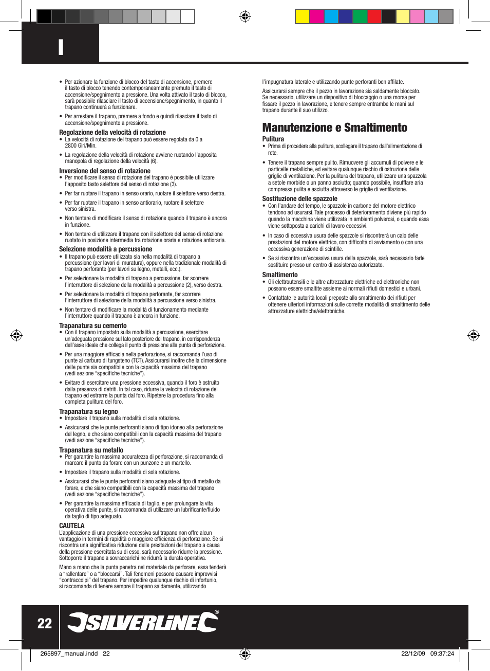 Manutenzione e smaltimento | Silverline 500W Hammer Drill User Manual | Page 23 / 28