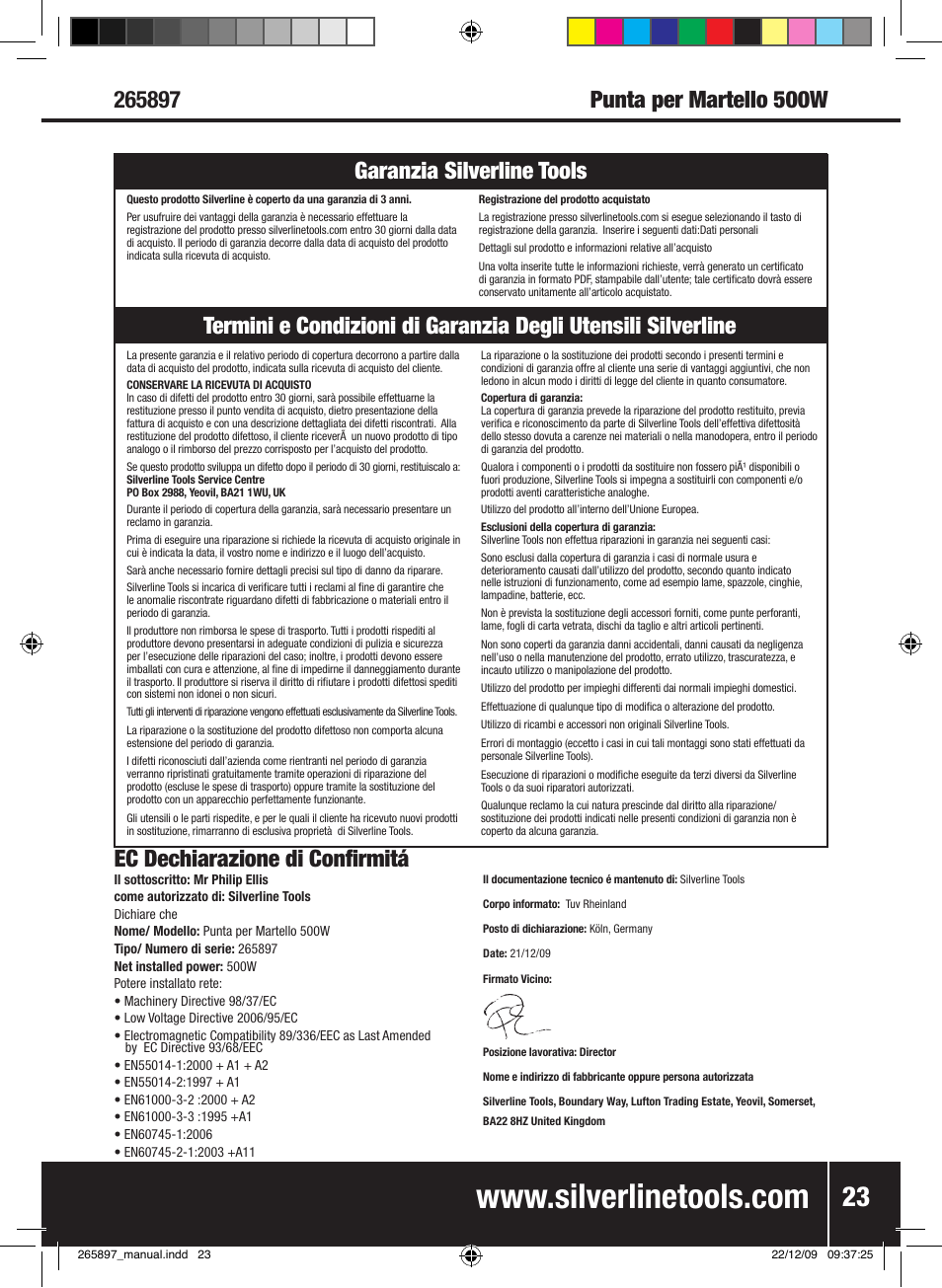 Silverline 500W Hammer Drill User Manual | Page 24 / 28