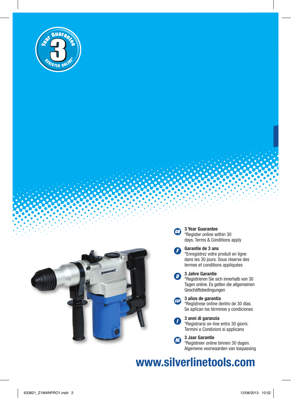 Silverline 850W SDS Plus Hammer Drill User Manual | 28 pages