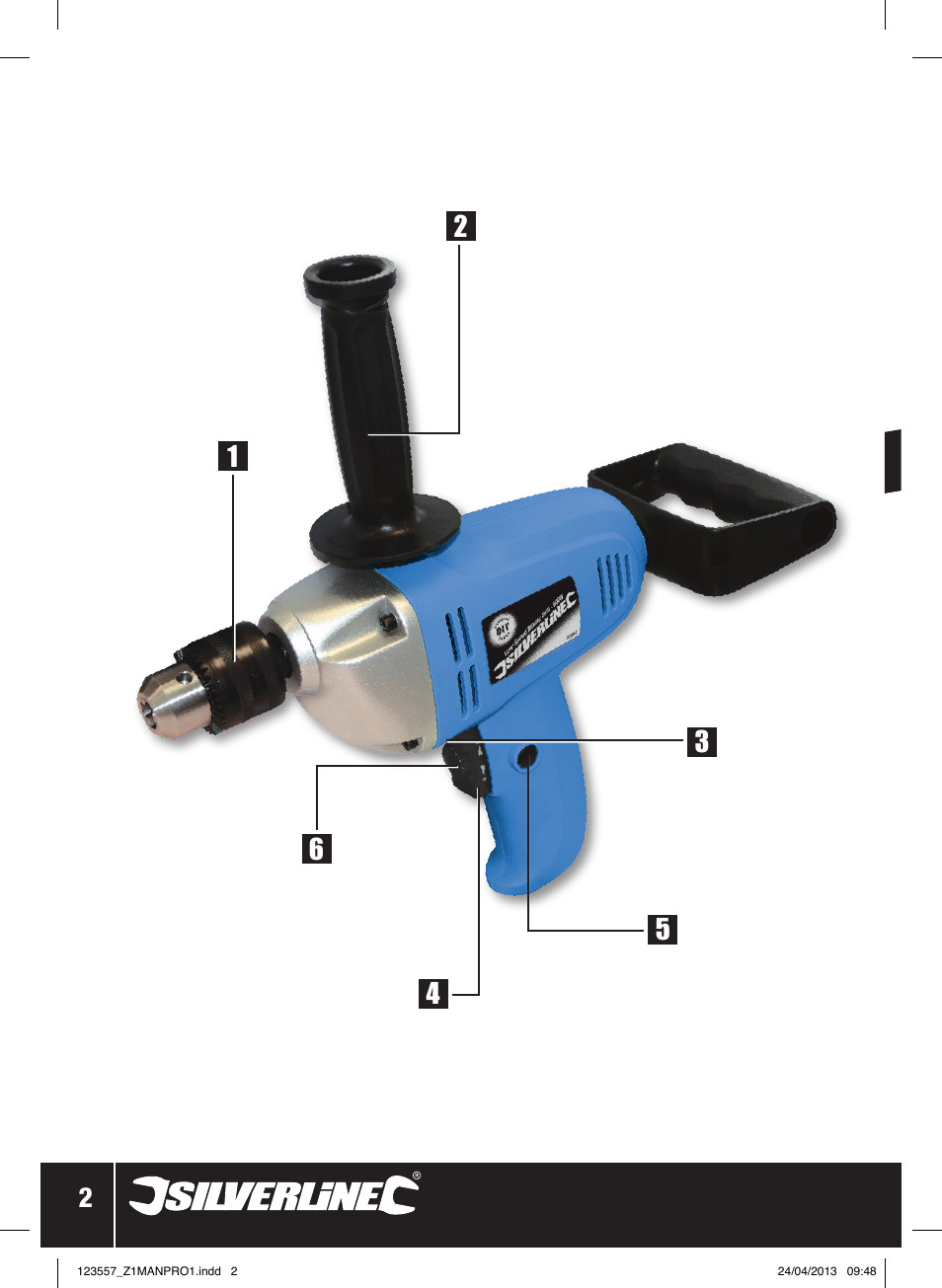 Low speed mixing drill | Silverline 600W Mixing Drill Low Speed User Manual | Page 3 / 28