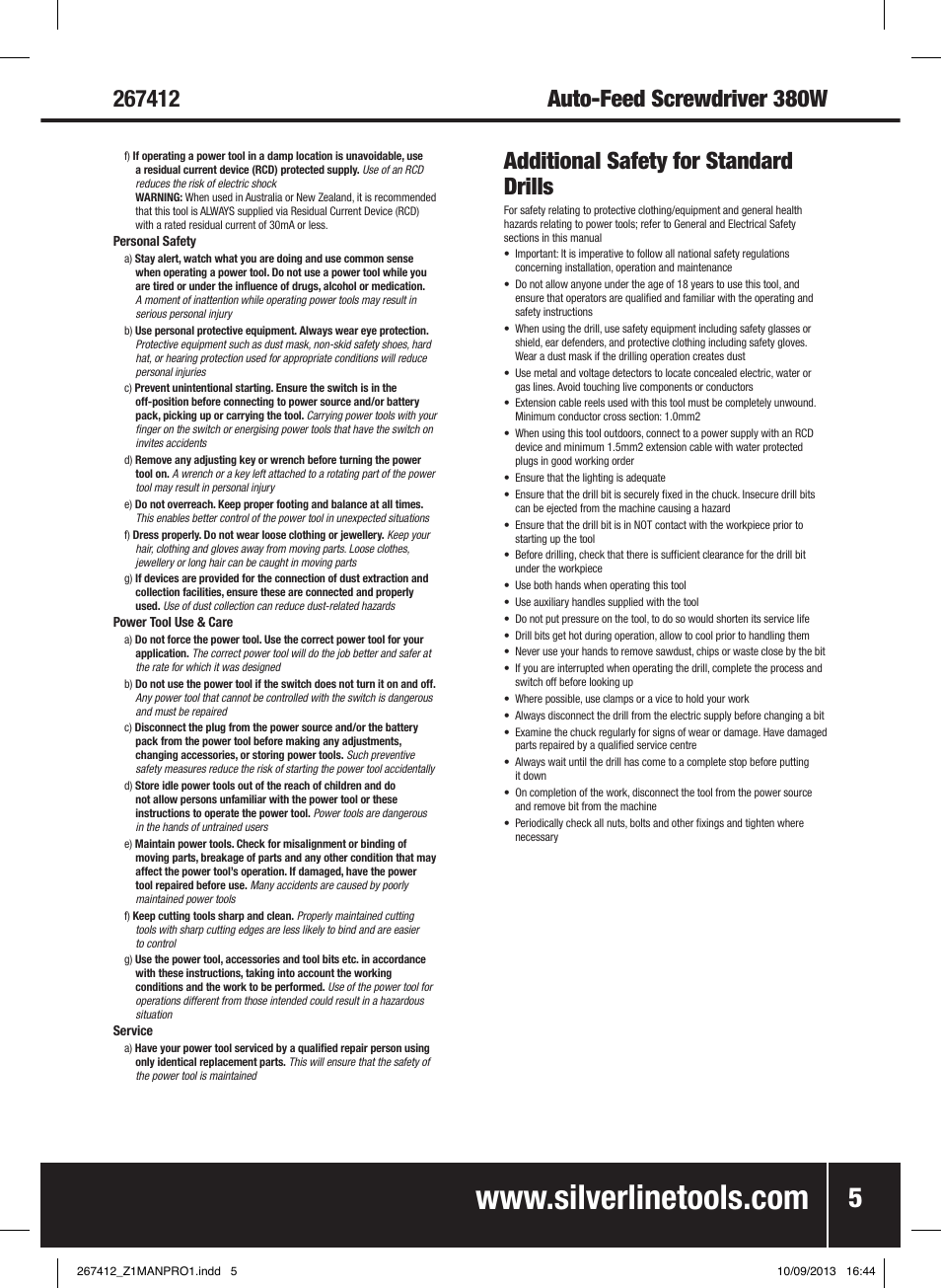 Silverline 380W Auto-Feed Screwdriver User Manual | Page 6 / 40