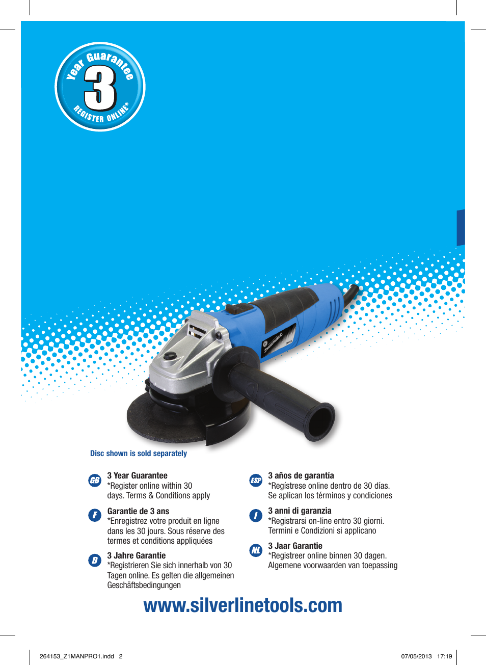 Silverline 500W Angle Grinder 115mm User Manual | 28 pages