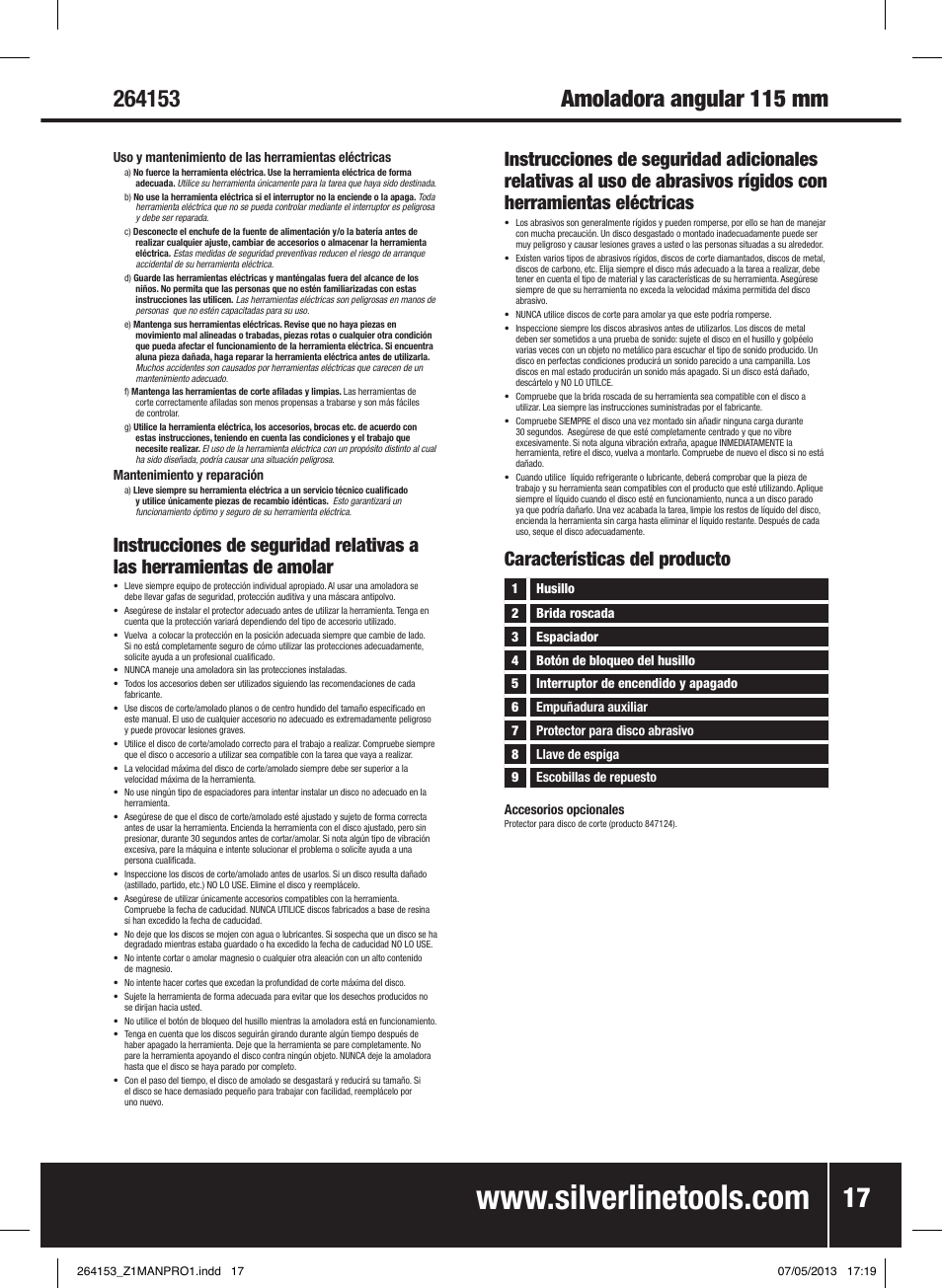 Características del producto | Silverline 500W Angle Grinder 115mm User Manual | Page 18 / 28