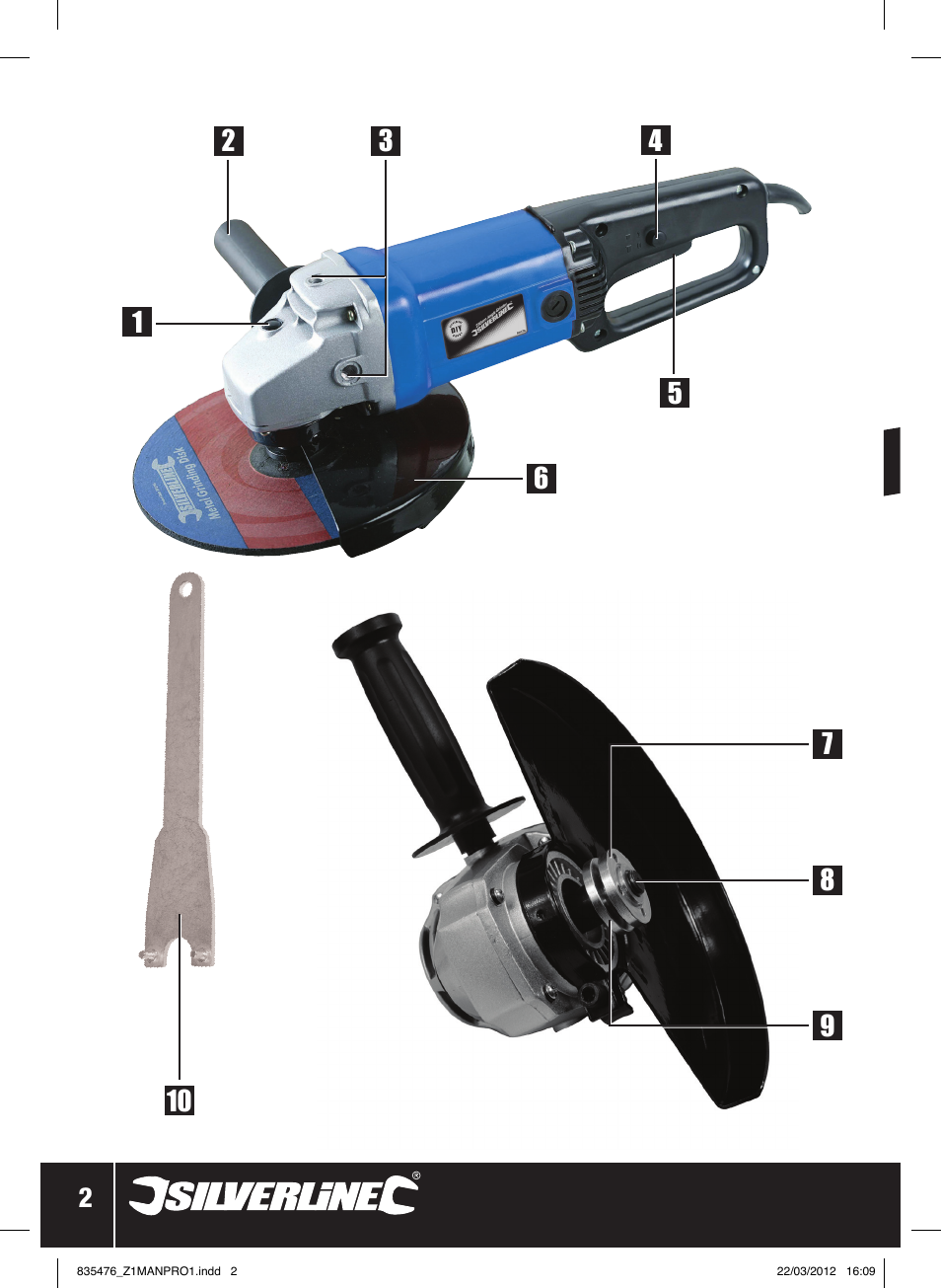 Silverline 1800W Angle Grinder 230mm User Manual | Page 3 / 28