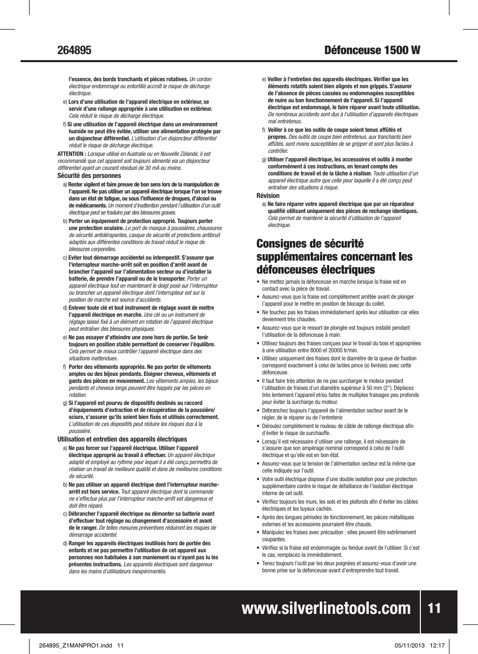 Silverline 1500W 1/ Plunge Router User Manual | Page 12 / 40