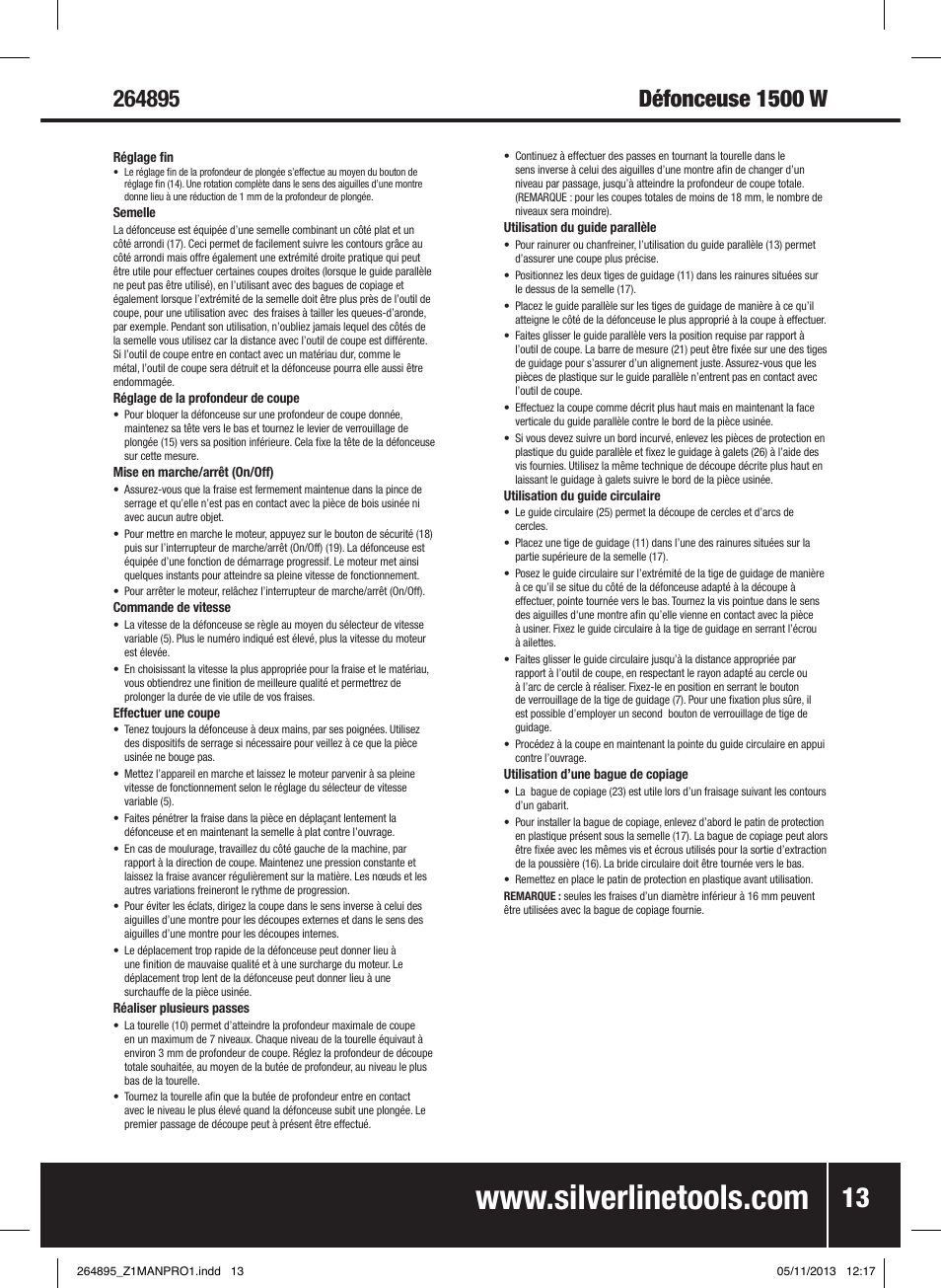 Silverline 1500W 1/ Plunge Router User Manual | Page 14 / 40