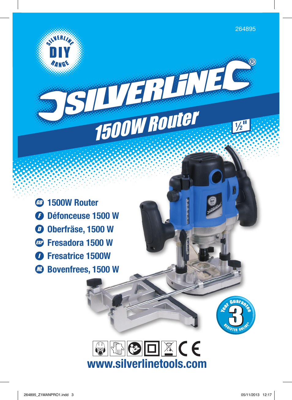 1500w router | Silverline 1500W 1/ Plunge Router User Manual | Page 2 / 40