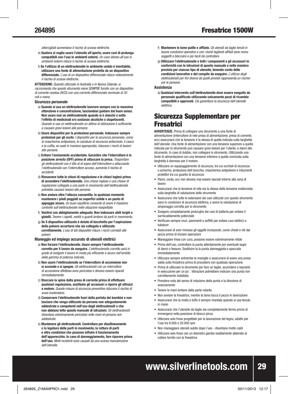 Sicurezza supplementare per fresatrici | Silverline 1500W 1/ Plunge Router User Manual | Page 30 / 40