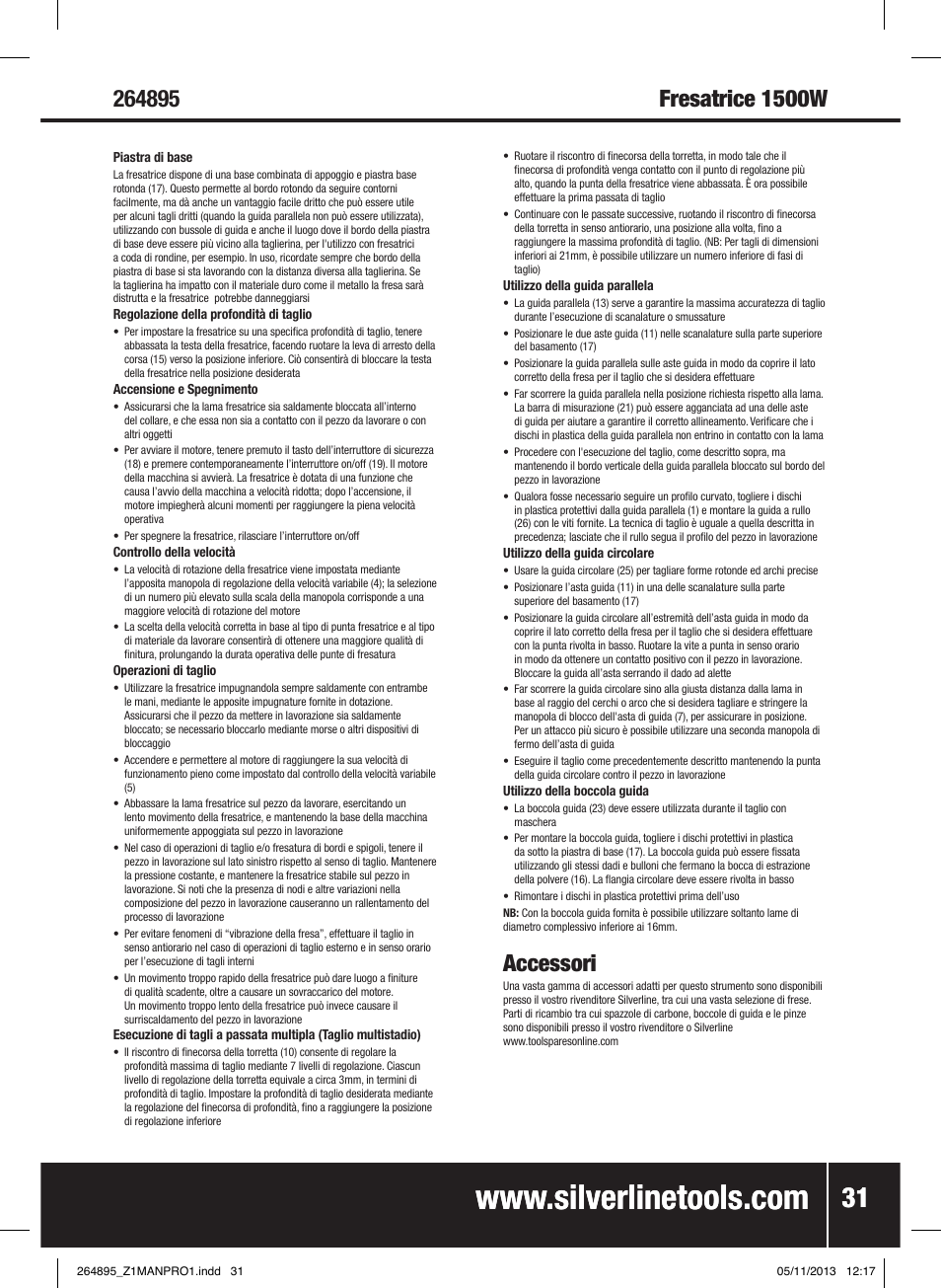 Accessori | Silverline 1500W 1/ Plunge Router User Manual | Page 32 / 40