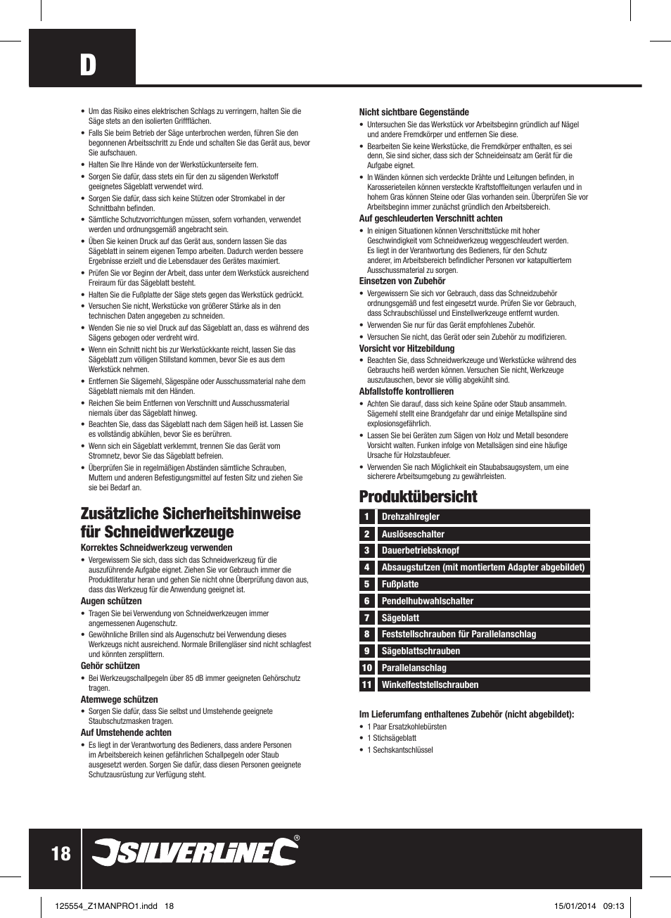 Produktübersicht | Silverline 560W Pendulum Jigsaw User Manual | Page 19 / 40