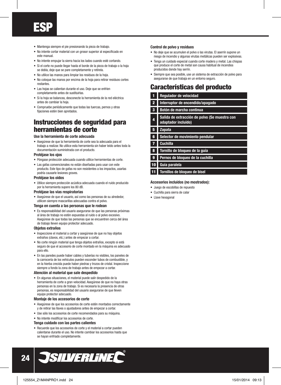 Características del producto | Silverline 560W Pendulum Jigsaw User Manual | Page 25 / 40