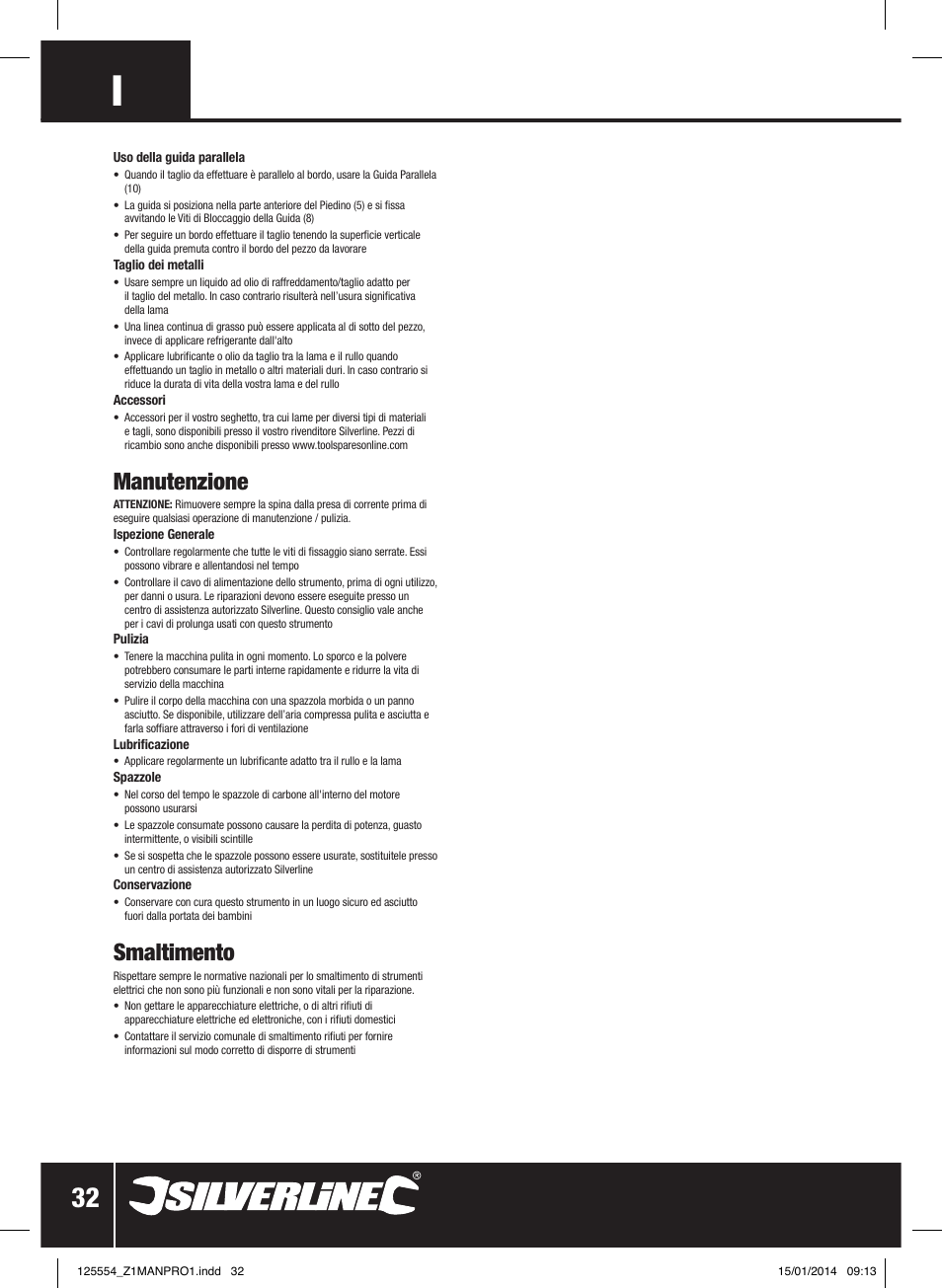 Manutenzione, Smaltimento | Silverline 560W Pendulum Jigsaw User Manual | Page 33 / 40