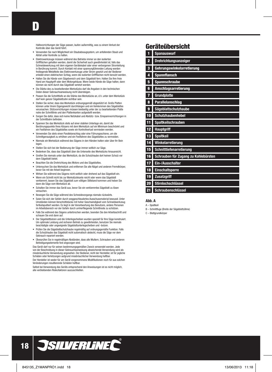 Geräteübersicht | Silverline 1200W Circular Saw 185mm User Manual | Page 19 / 40