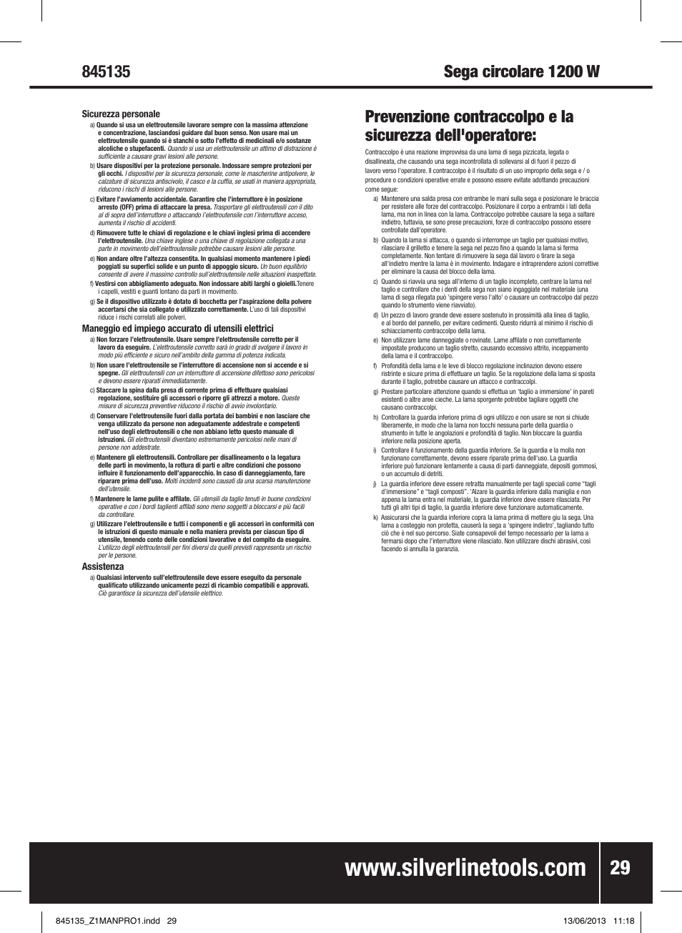 Silverline 1200W Circular Saw 185mm User Manual | Page 30 / 40