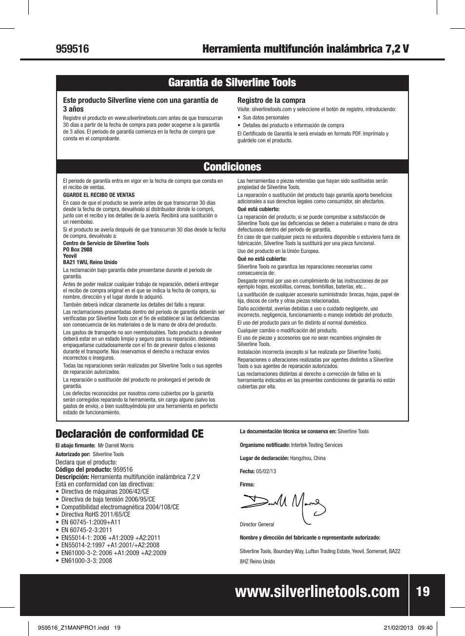 Silverline 7.2V Cordless Multi-Tool User Manual | Page 20 / 28