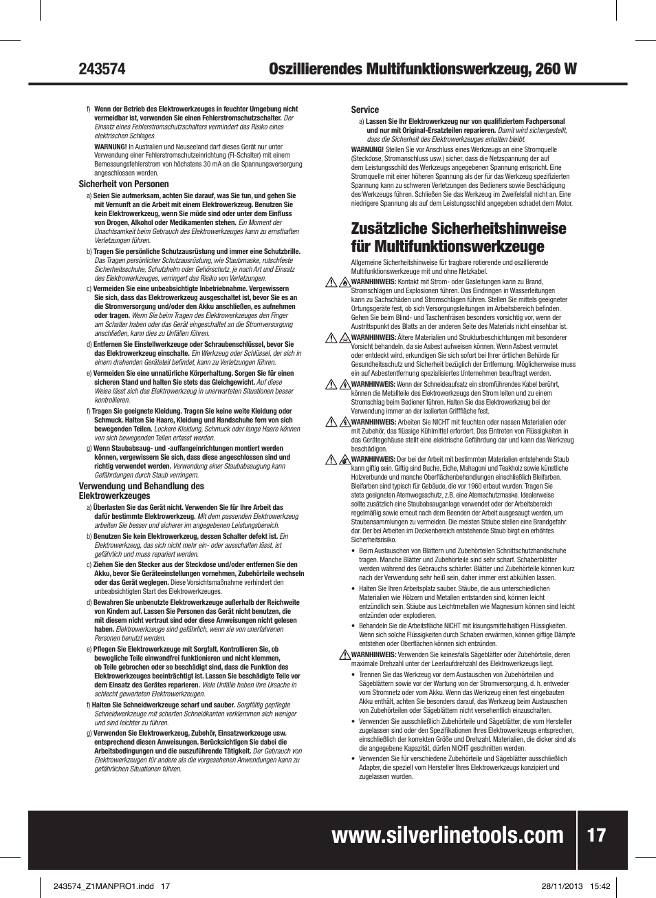 Silverline 260W Oscillating Multi-Tool User Manual | Page 18 / 40