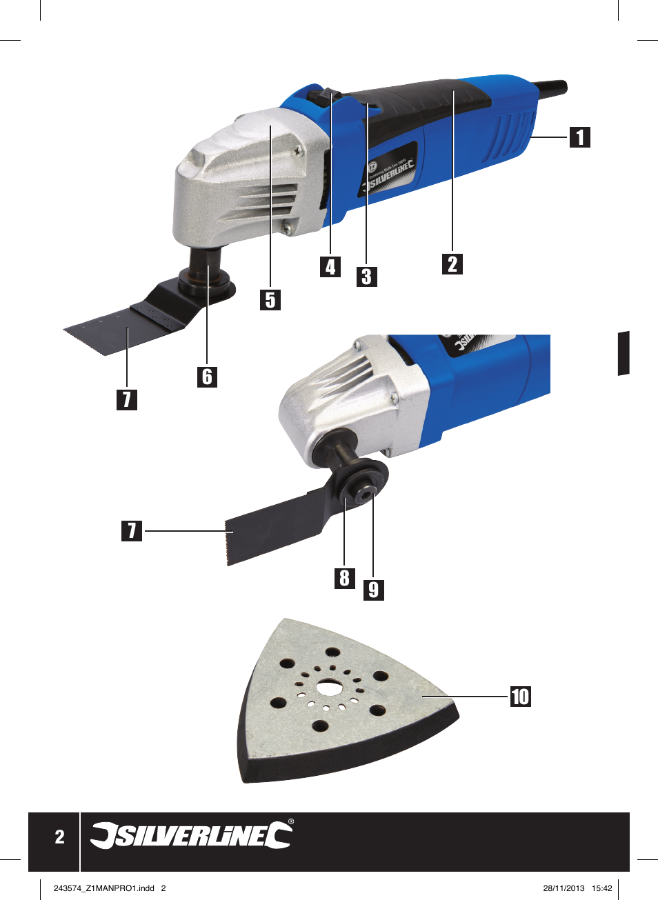 Silverline 260W Oscillating Multi-Tool User Manual | Page 3 / 40