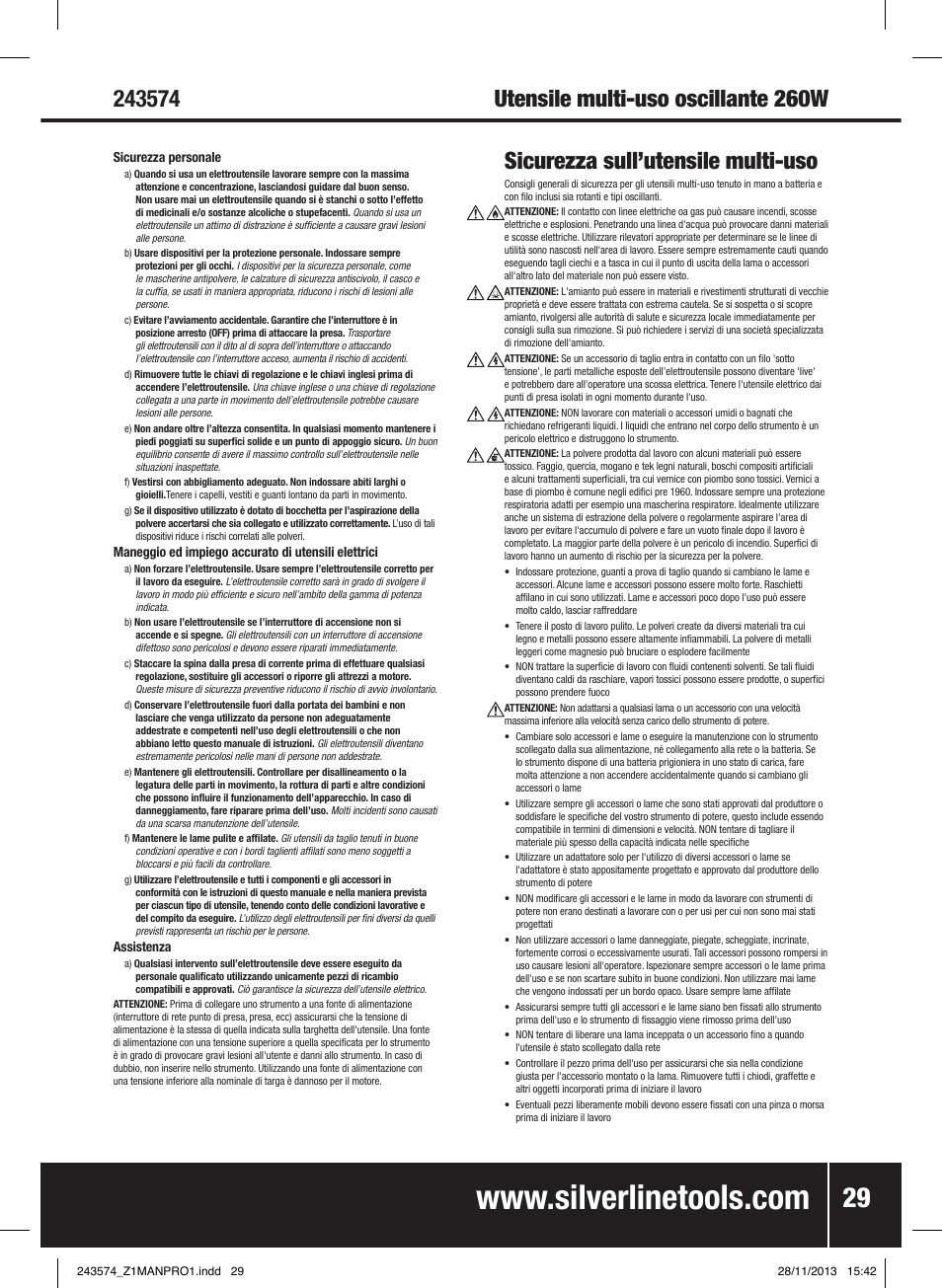 Sicurezza sull’utensile multi-uso | Silverline 260W Oscillating Multi-Tool User Manual | Page 30 / 40