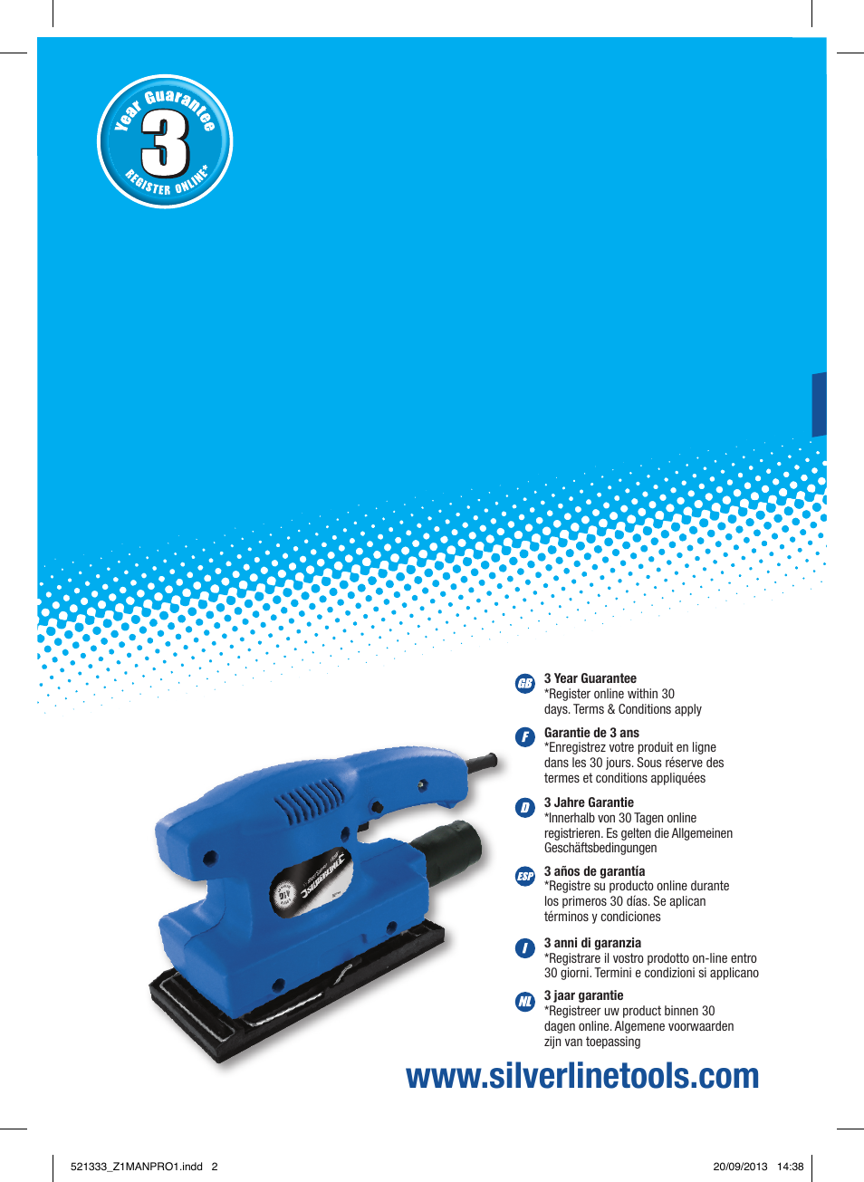 Silverline 135W Orbital Sander 1/3 Sheet User Manual | 28 pages