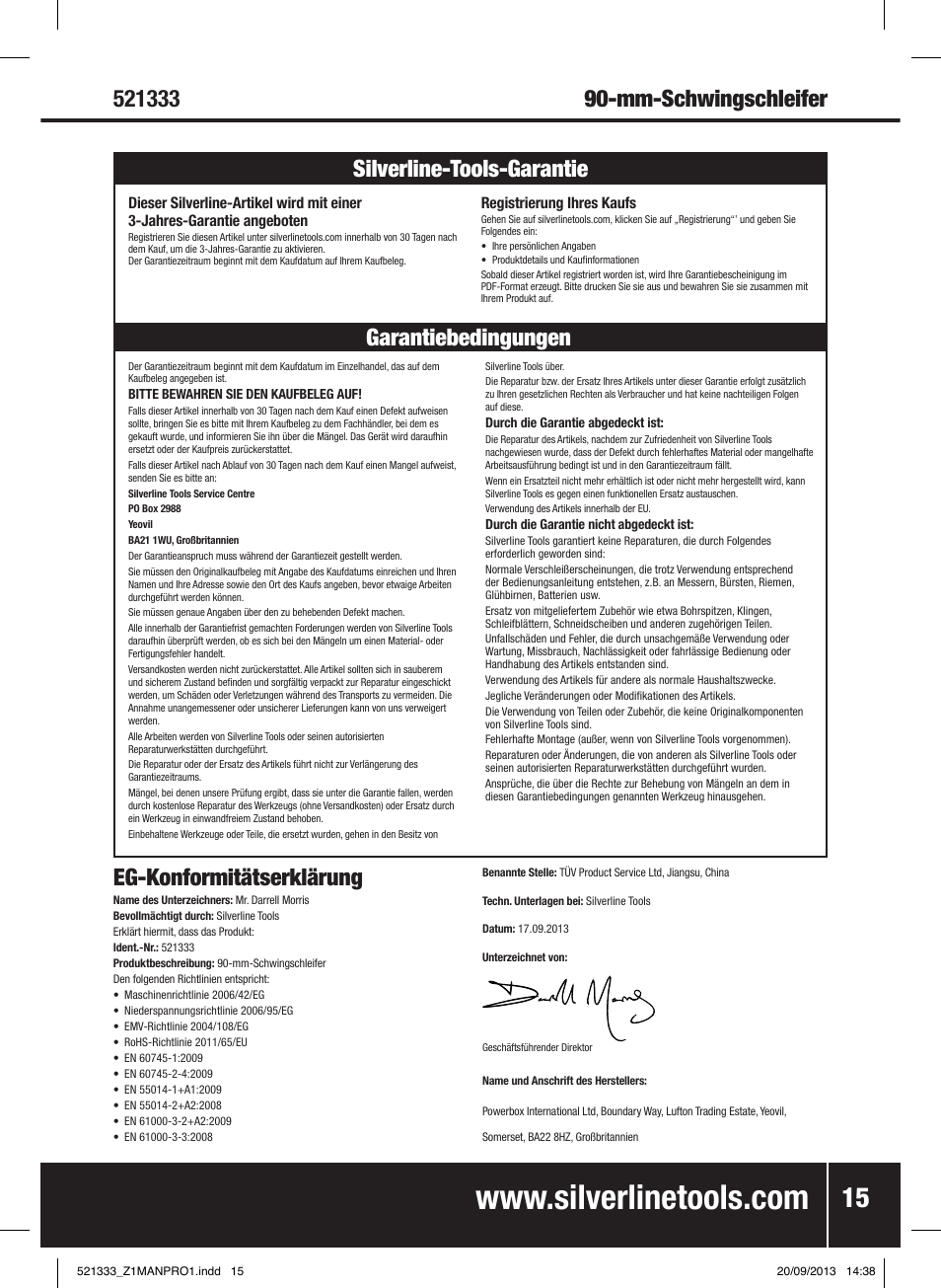 Garantiebedingungen silverline-tools-garantie | Silverline 135W Orbital Sander 1/3 Sheet User Manual | Page 16 / 28