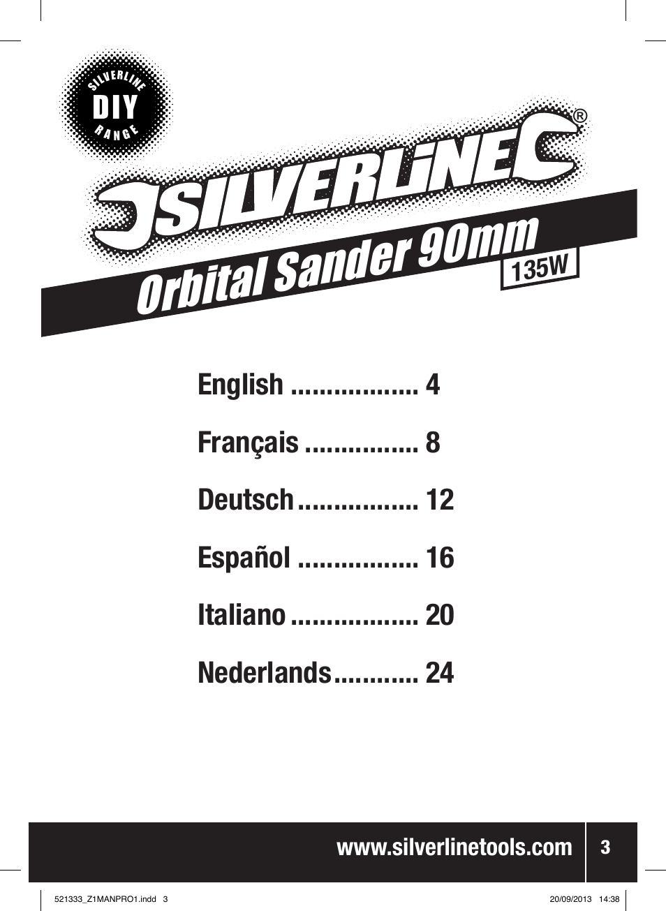 Orbital sand er 90mm, 135w | Silverline 135W Orbital Sander 1/3 Sheet User Manual | Page 4 / 28