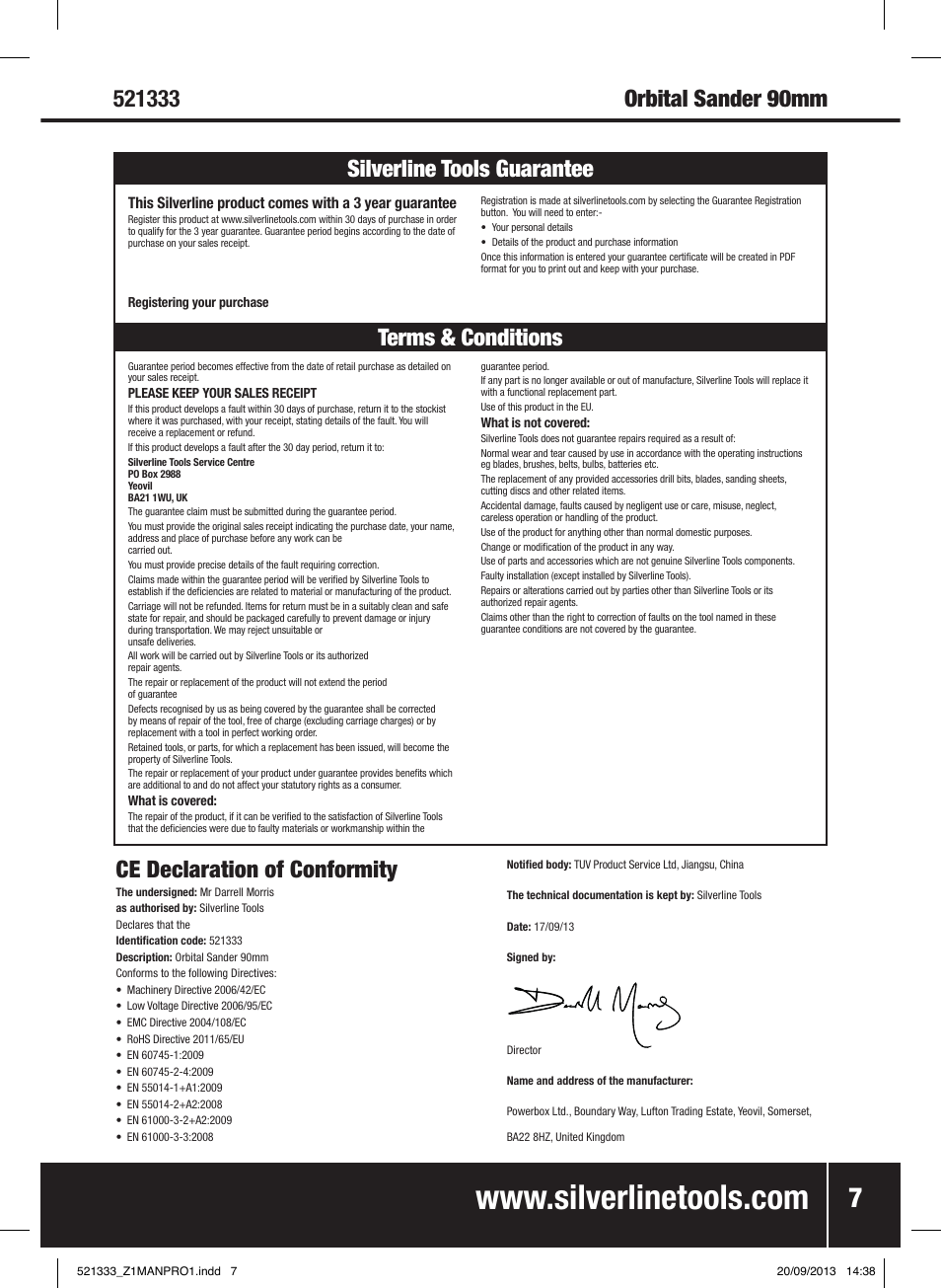 Terms & conditions silverline tools guarantee | Silverline 135W Orbital Sander 1/3 Sheet User Manual | Page 8 / 28