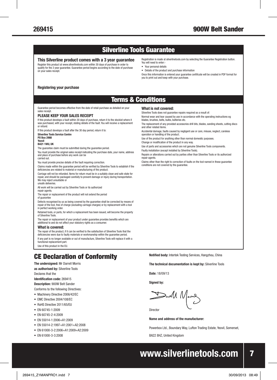 Terms & conditions silverline tools guarantee | Silverline 900W Belt Sander 76mm User Manual | Page 8 / 28