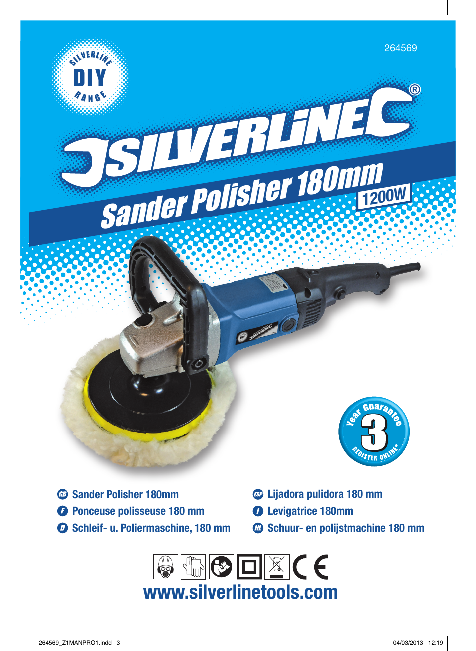 Sander polisher 180mm, 1200w | Silverline 1200W Sander Polisher User Manual | Page 2 / 28
