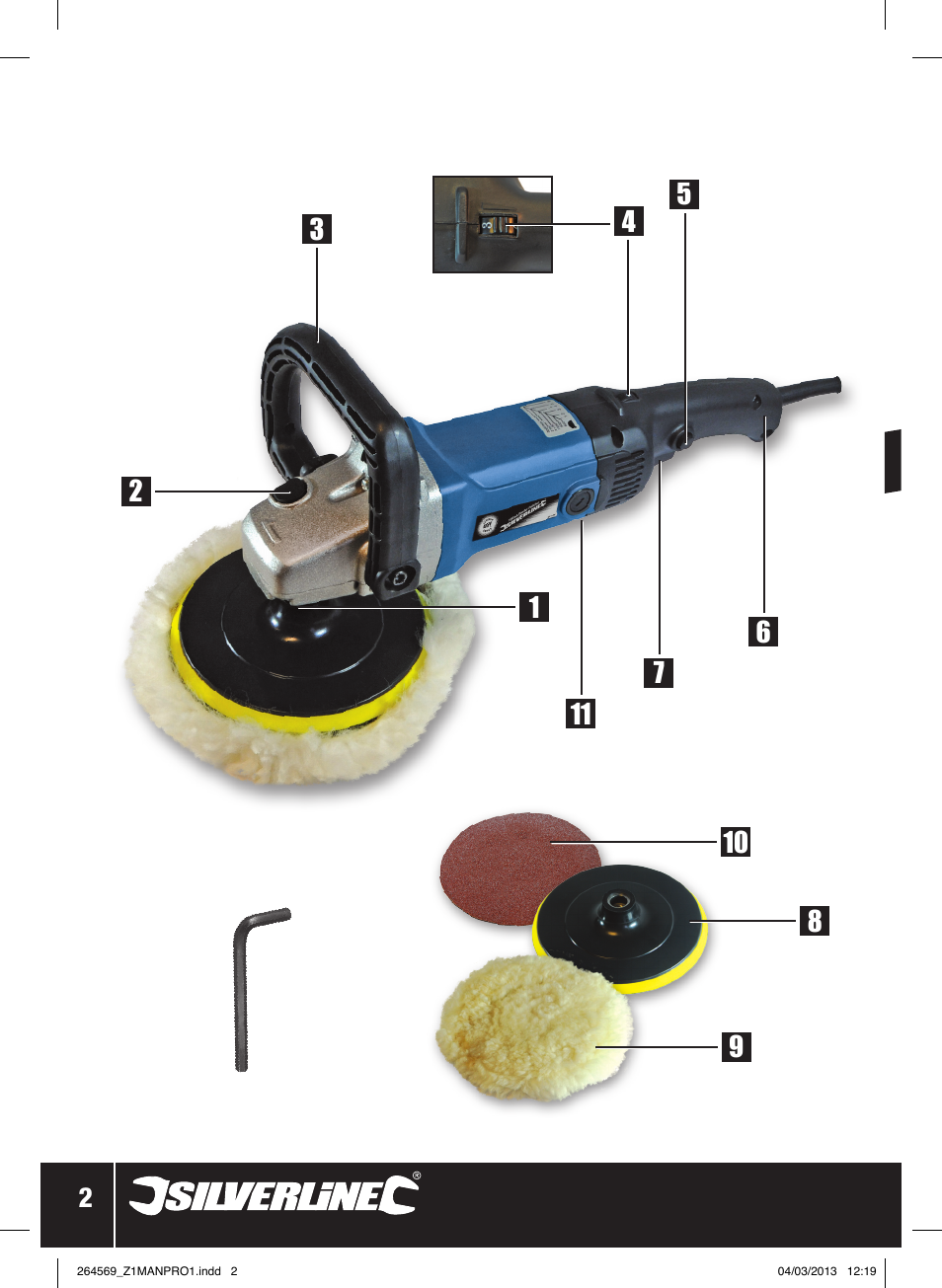 Silverline 1200W Sander Polisher User Manual | Page 3 / 28