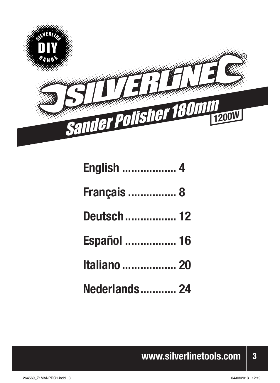 Sander polisher 180mm | Silverline 1200W Sander Polisher User Manual | Page 4 / 28