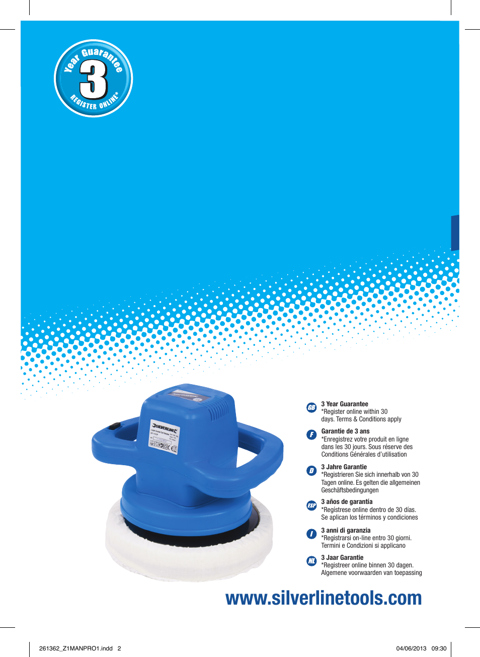 Silverline 110W Orbital Car Polisher User Manual | 28 pages
