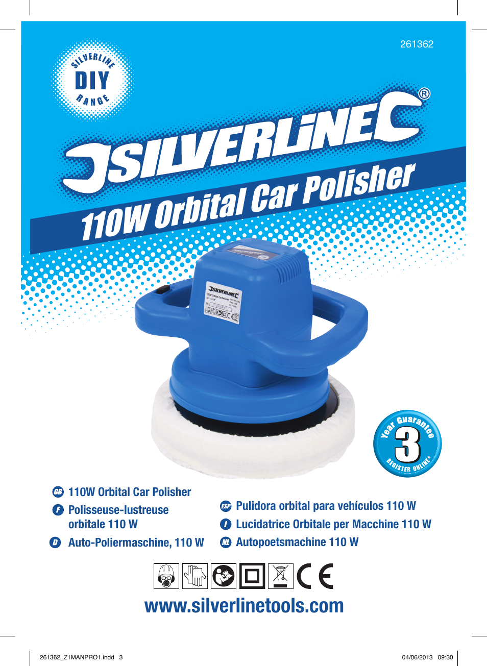 110w orbital car polisher | Silverline 110W Orbital Car Polisher User Manual | Page 2 / 28