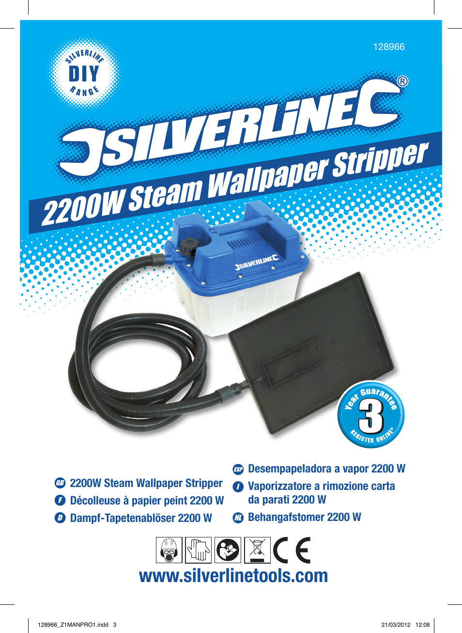 2200w steam wallpaper stripper | Silverline 2200W Steam Wallpaper Stripper User Manual | Page 2 / 28