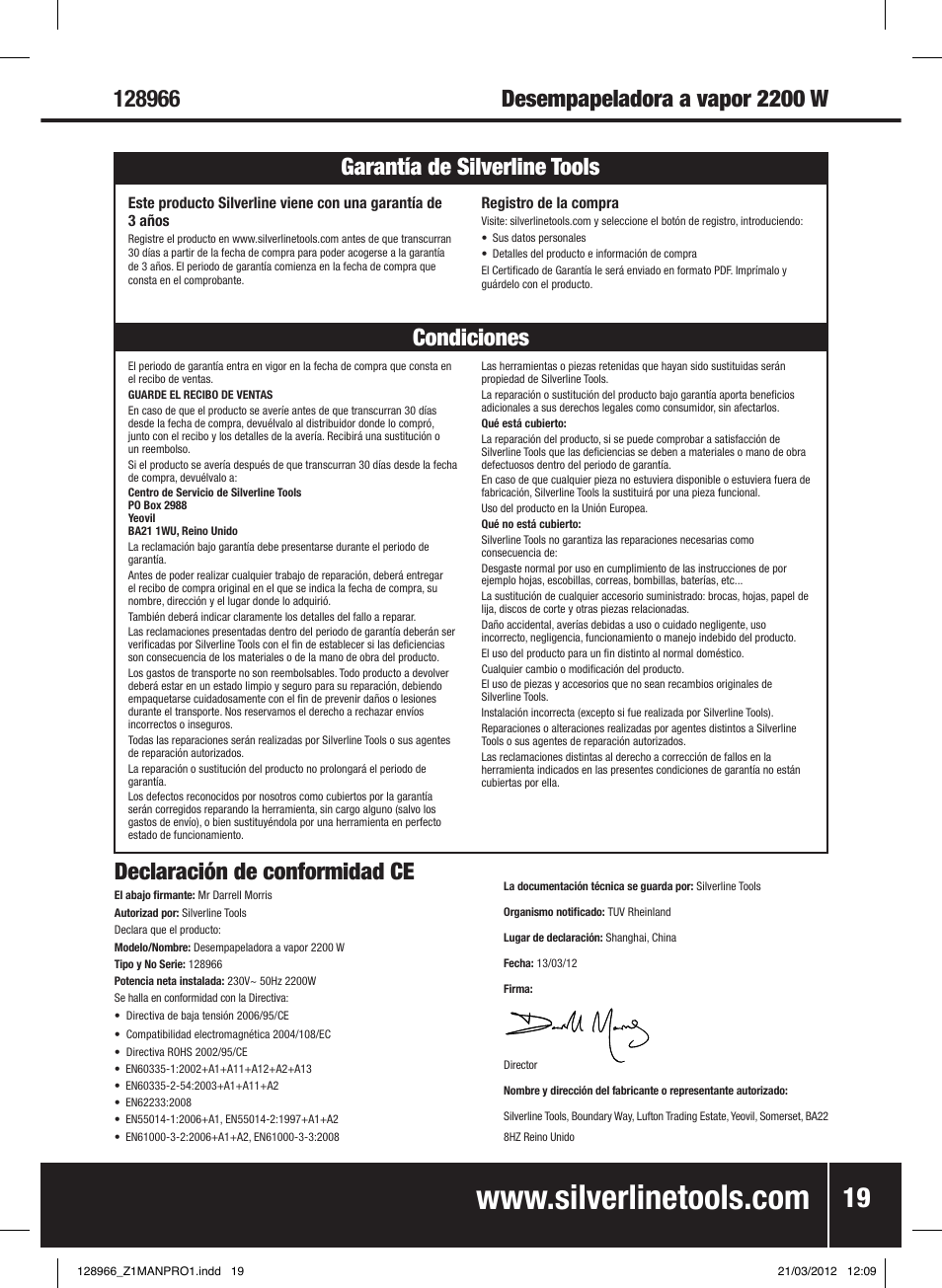 Silverline 2200W Steam Wallpaper Stripper User Manual | Page 20 / 28