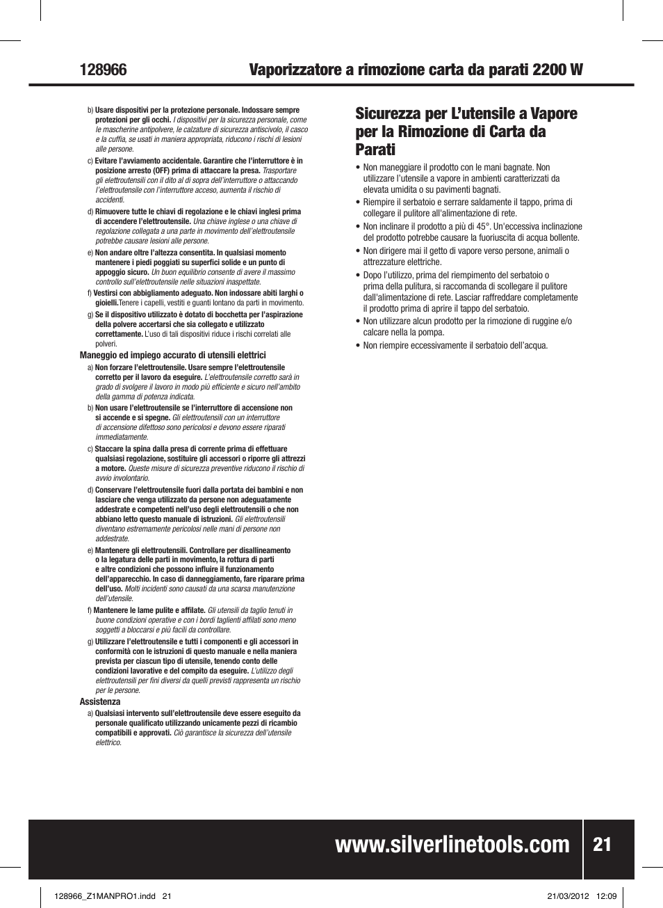 Silverline 2200W Steam Wallpaper Stripper User Manual | Page 22 / 28