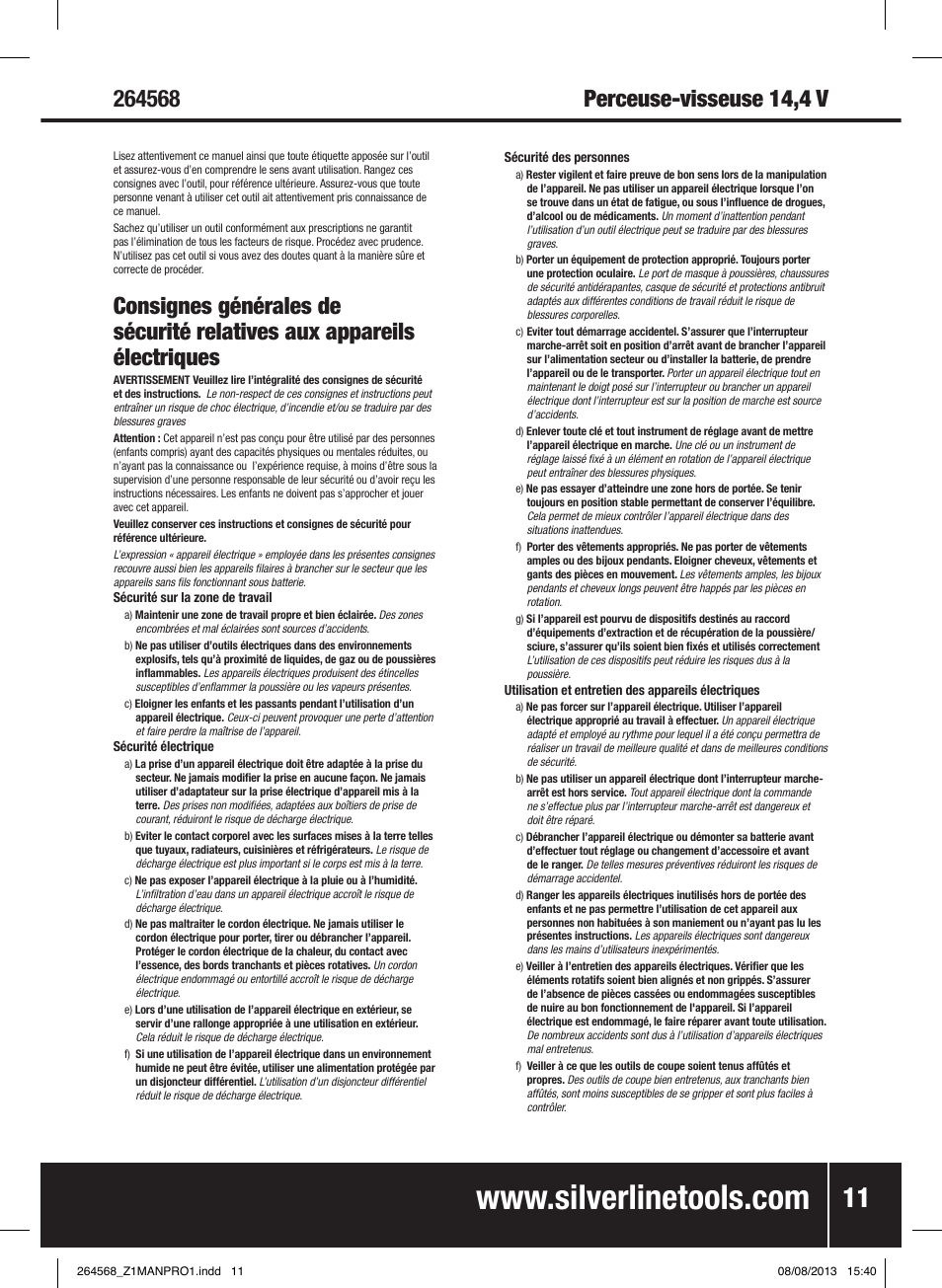 Silverline Drill Driver 14.4V User Manual | Page 12 / 40