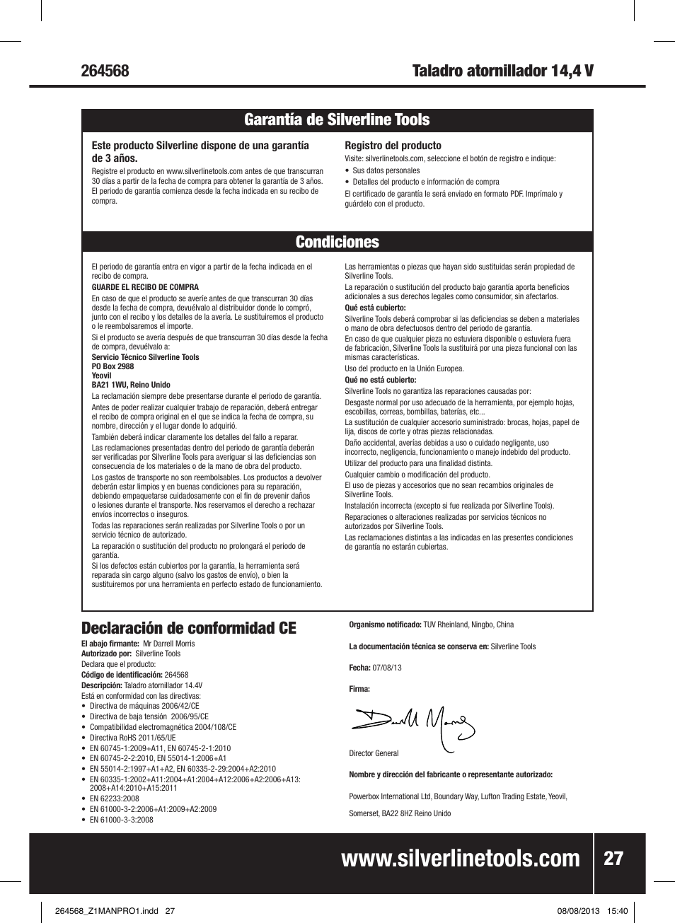 Silverline Drill Driver 14.4V User Manual | Page 28 / 40