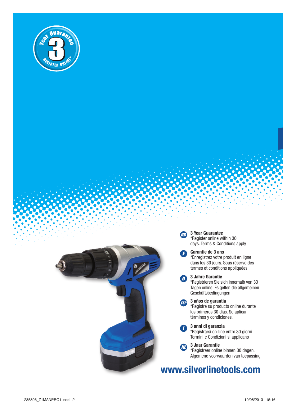 Silverline Combi Hammer Drill 18V User Manual | 40 pages