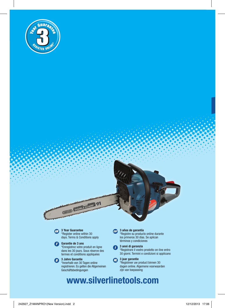 Silverline 45cc Petrol Chainsaw User Manual | 76 pages