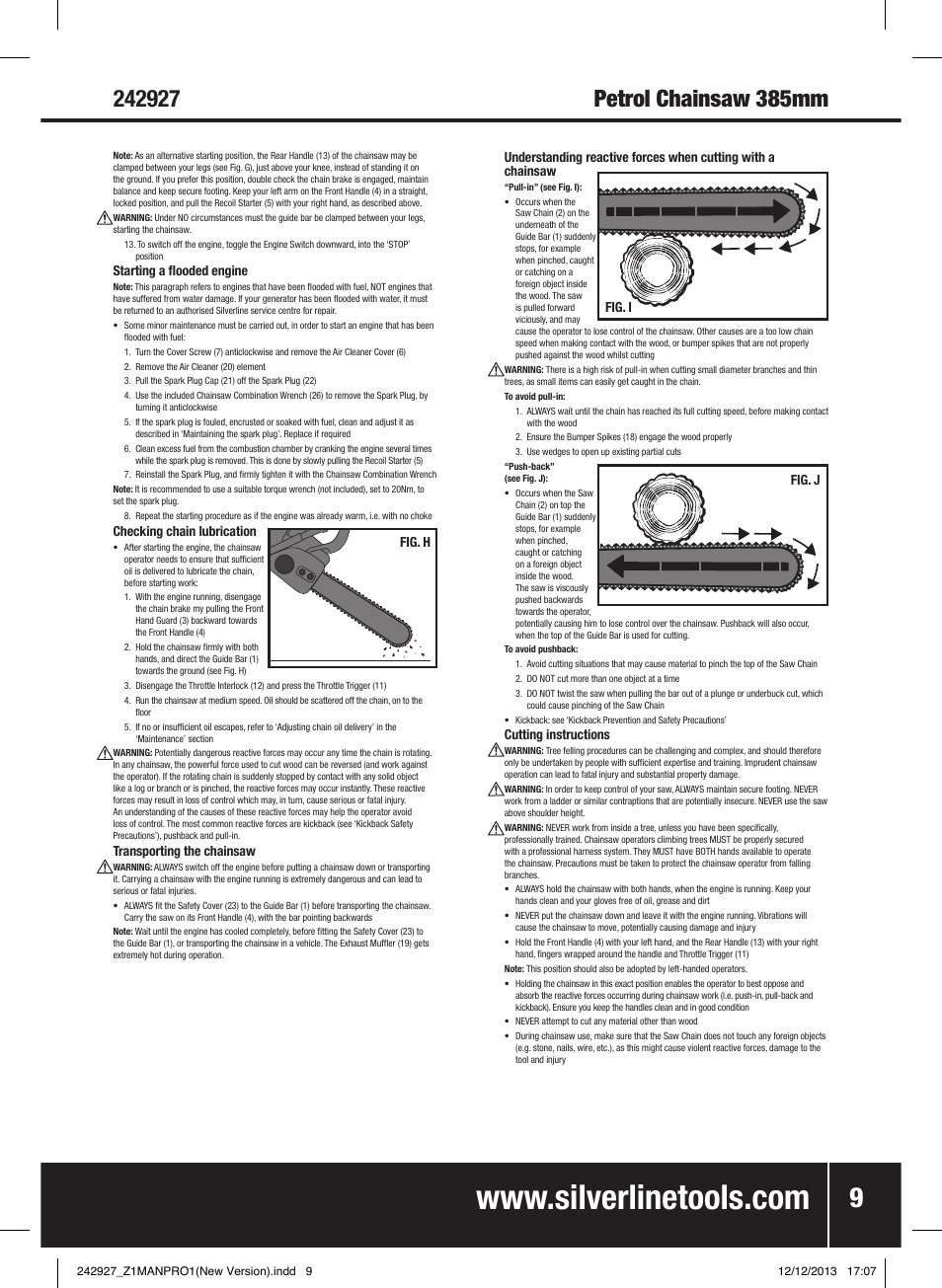 Silverline 45cc Petrol Chainsaw User Manual | Page 10 / 76