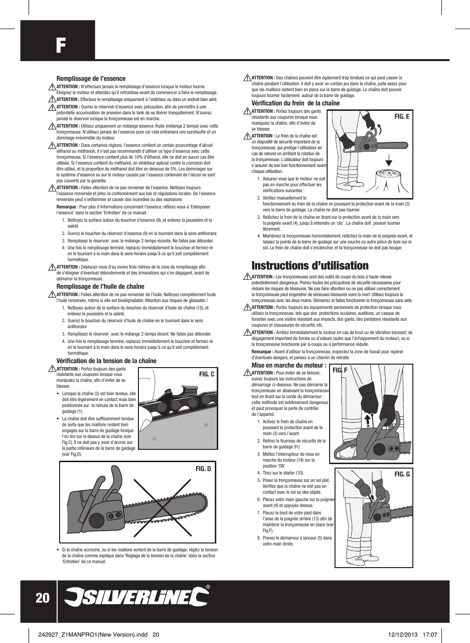 Instructions d’utilisation | Silverline 45cc Petrol Chainsaw User Manual | Page 21 / 76