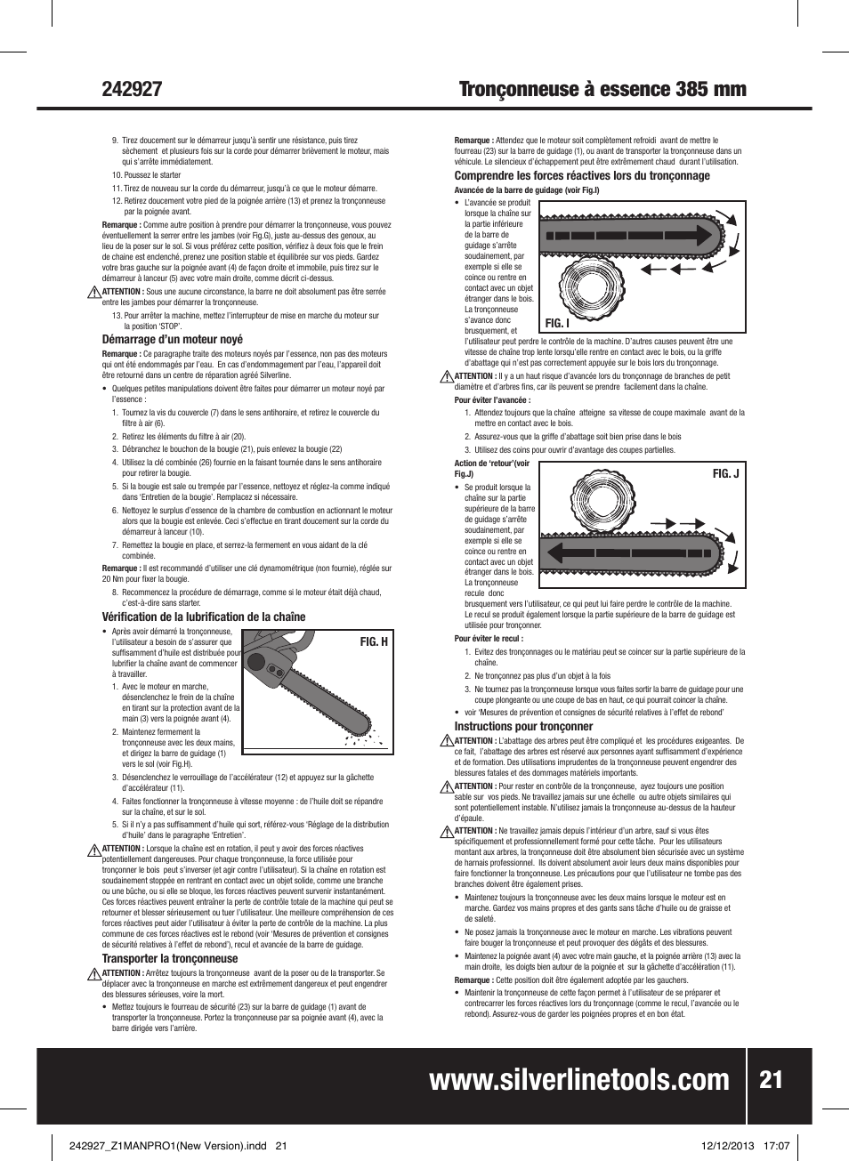 Silverline 45cc Petrol Chainsaw User Manual | Page 22 / 76