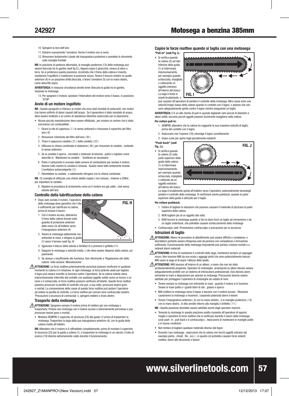 Silverline 45cc Petrol Chainsaw User Manual | Page 58 / 76