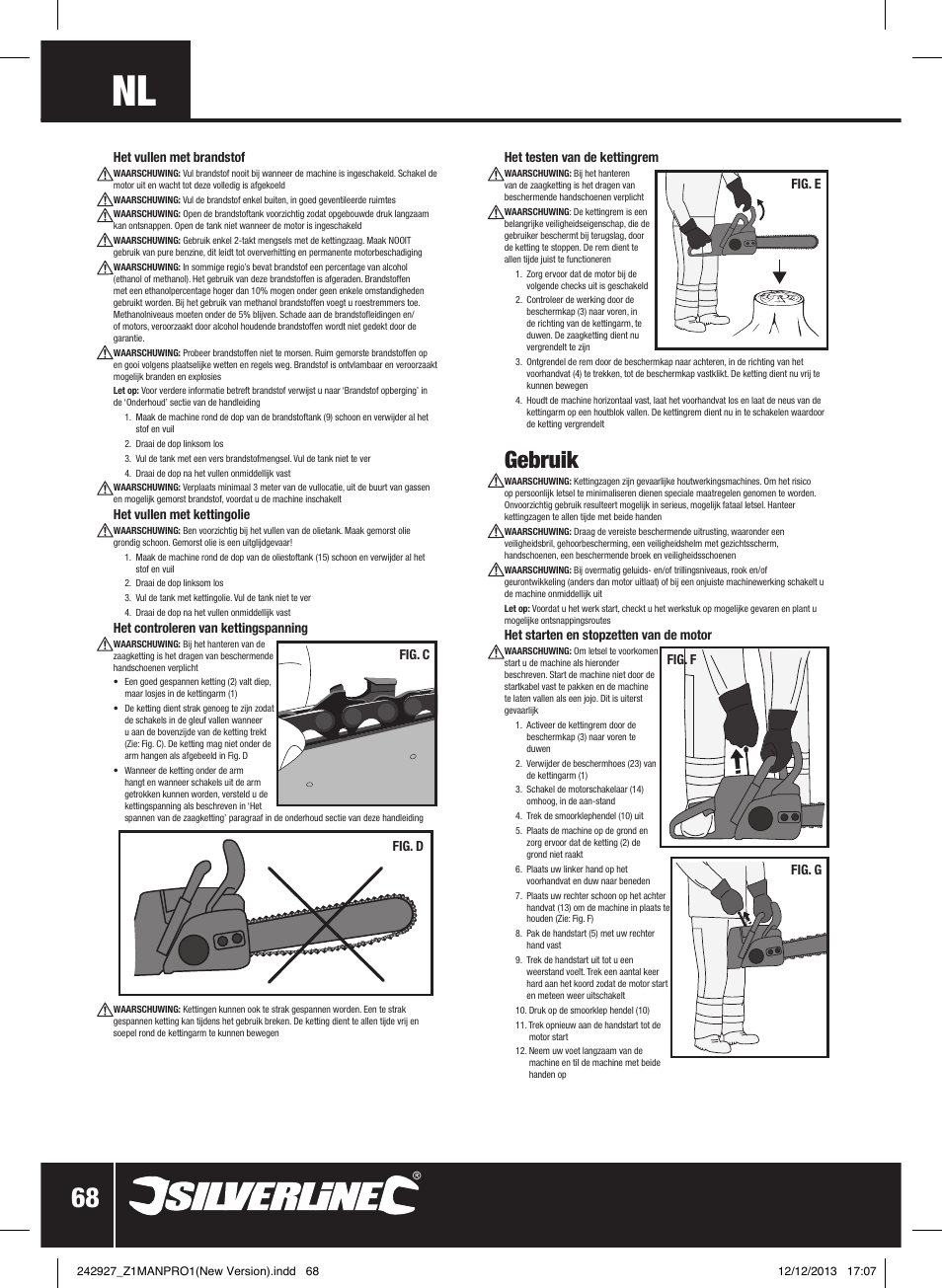 Gebruik | Silverline 45cc Petrol Chainsaw User Manual | Page 69 / 76