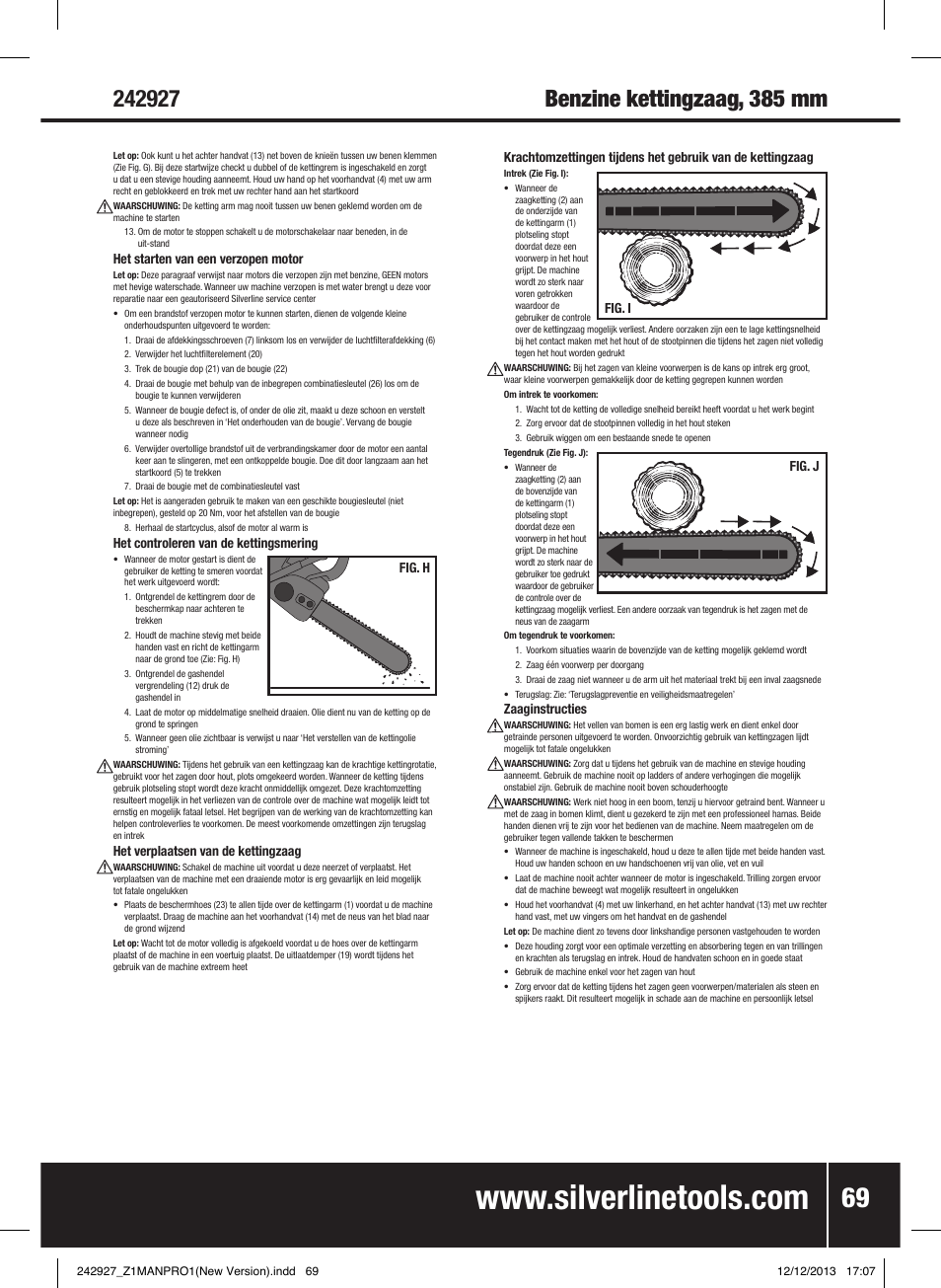 Silverline 45cc Petrol Chainsaw User Manual | Page 70 / 76