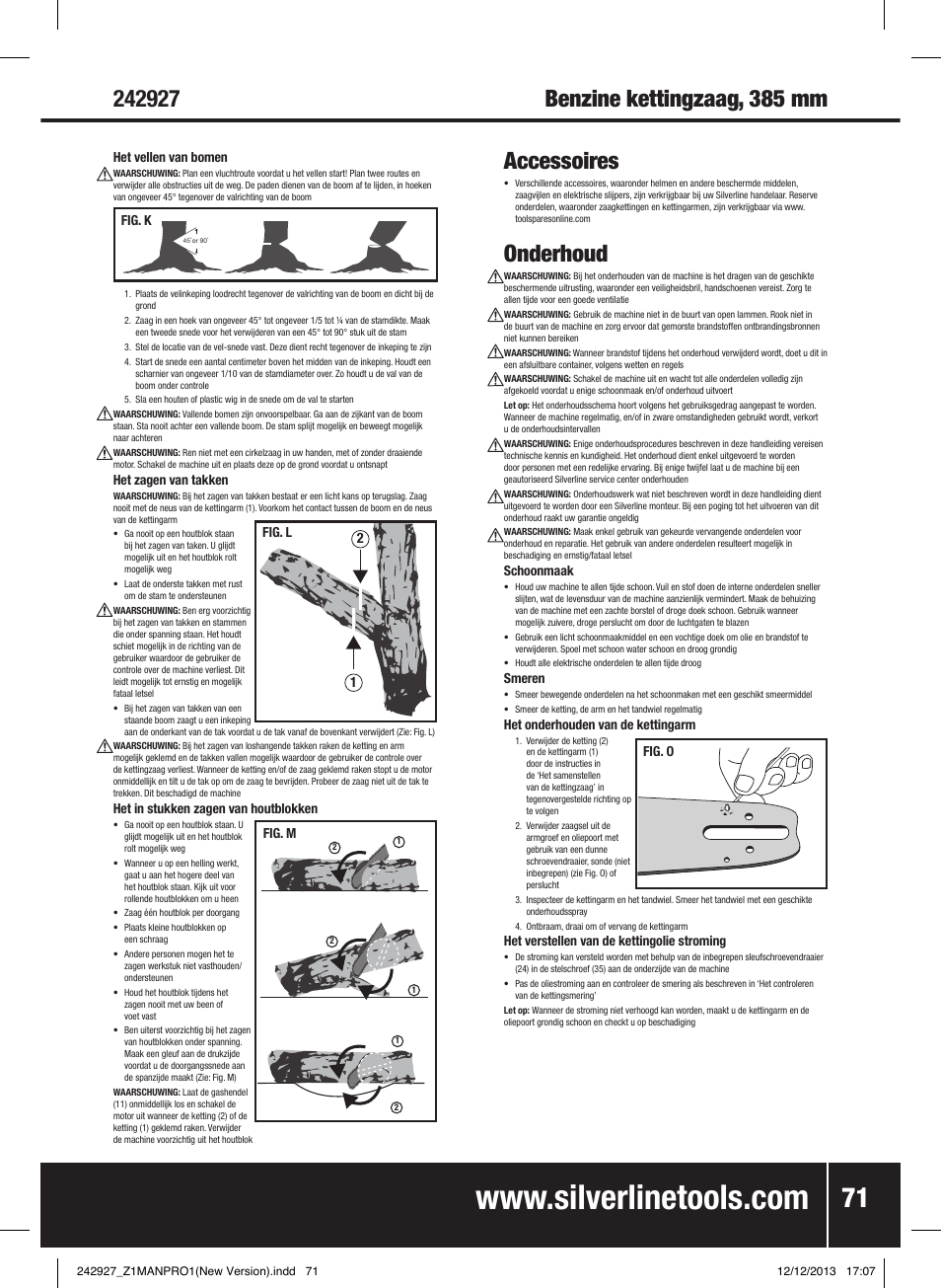 Accessoires, Onderhoud | Silverline 45cc Petrol Chainsaw User Manual | Page 72 / 76