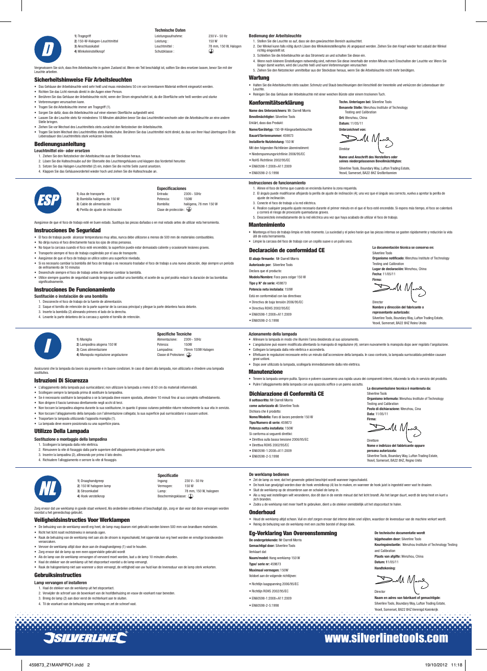 Silverline Hanging Work Light 150W User Manual | Page 2 / 2