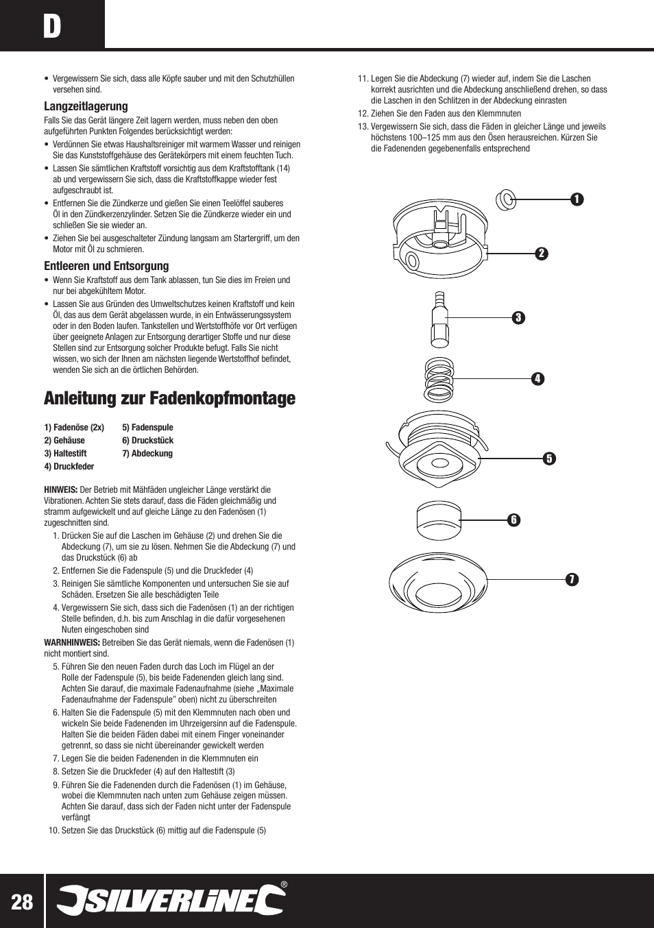 Anleitung zur fadenkopfmontage | Silverline Multi-Head Garden System 25cc User Manual | Page 29 / 54