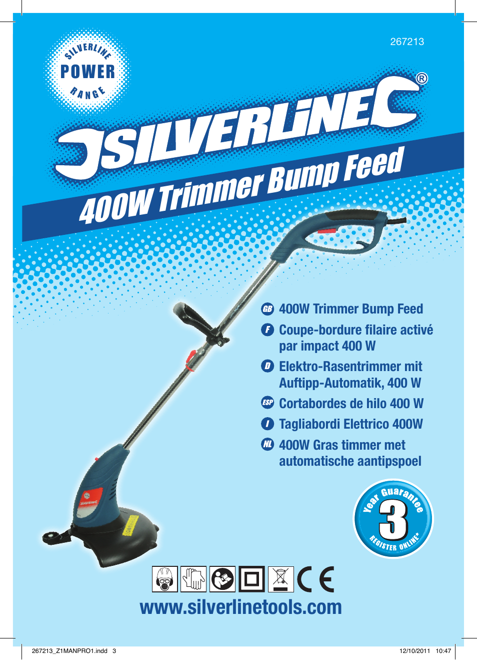 400w trimmer bump feed, Power | Silverline Trimmer Bump Feed 400W User Manual | Page 2 / 28