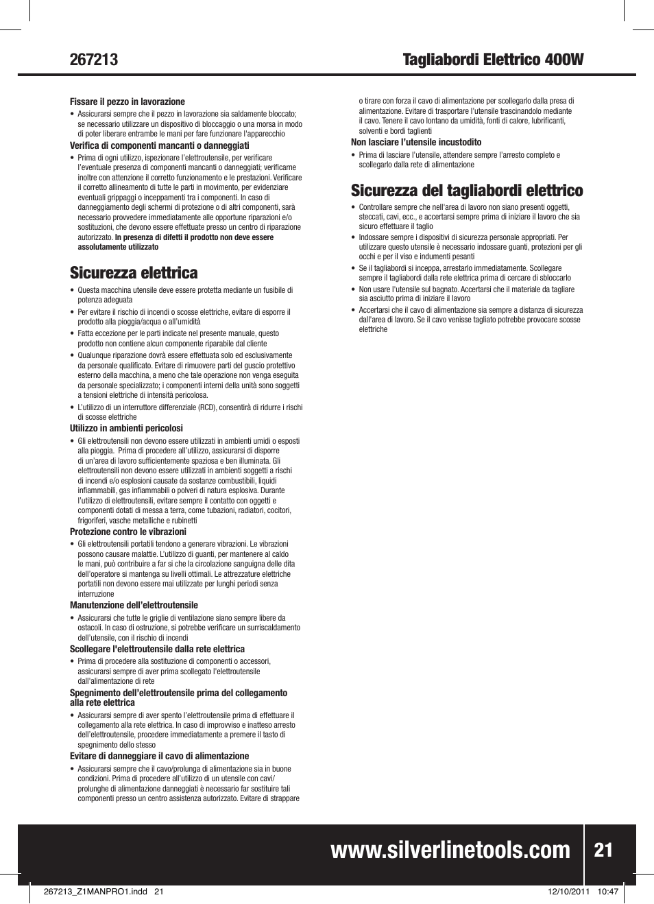 Sicurezza del tagliabordi elettrico, Sicurezza elettrica | Silverline Trimmer Bump Feed 400W User Manual | Page 22 / 28